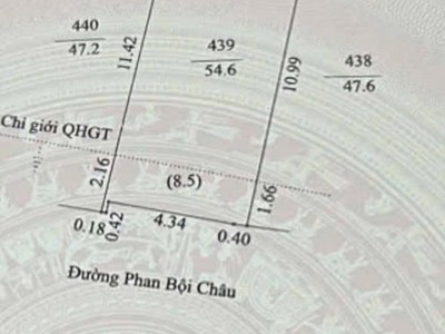 Bán lô đất mặt phố Phan Bội Châu, ph Cẩm Thượng, TP HD, 54.6m2, mt 4.92m, KD buôn bán 2