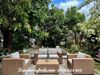 Bàn ghế sofa mây nhựa phòng khách 2