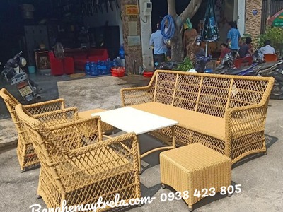 Bàn ghế sofa mây nhựa phòng khách 5