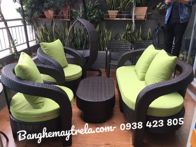 Bàn ghế sofa mây nhựa phòng khách 7