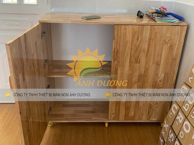 Tủ chăn gối mầm non bằng gỗ, tủ đựng chăn gối trẻ em MDF 0