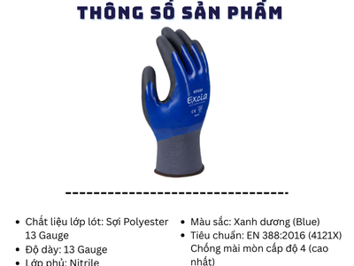 Găng Tay Đa Năng Nitrile Excia GT337 Chống Dầu Mài Mòn Cấp Độ 4 0