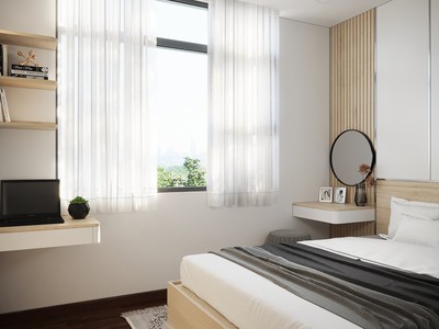 Combo Phòng Ngủ Gỗ Công Nghiệp Màu Vàng Phối Trắng Cao Cấp 1