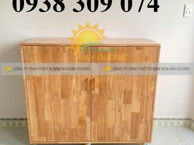 Tủ chăn gối mầm non bằng gỗ, tủ đựng chăn gối trẻ em MDF 3