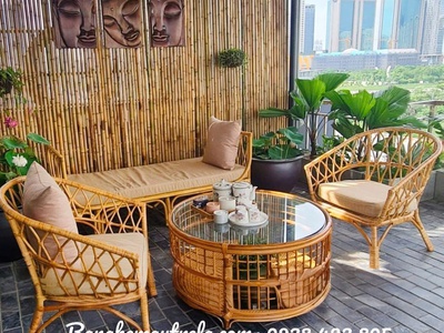 Bàn ghế mây hiện đại 5