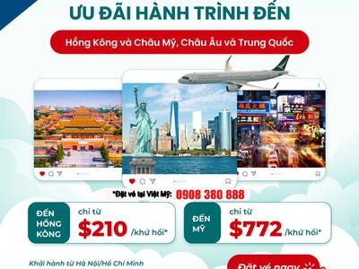 Cathay Pacific mở bán vé đi Mỹ từ 772 USD/khứ hồi 0