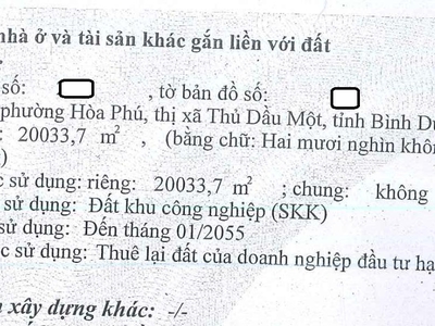 Bán nhà xưởng   KCN VSIP II, BÌNH DƯƠNG   20.033m 3