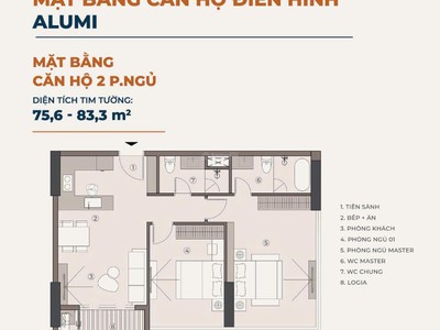 Cực phẩm căn góc 2PN ALUMI 3   Ban công Đông mát quanh năm   74.61m    Giá tốt 0
