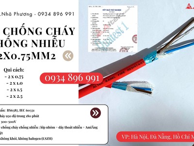 Dây Điện Chống Cháy Chống Nhiễu 2x0.75 Đạt Chuẩn Bs6387, Iec 60331 Sơn La, Hòa Bình, Yên Bái 0