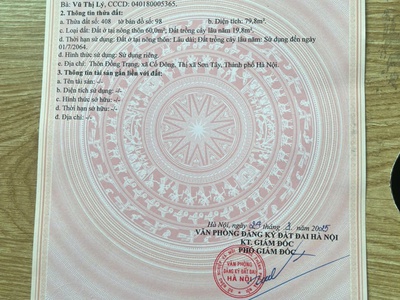 Đất đẹp - giá tốt - vị trí đắc địa tại thôn đồng trạng, xã cổ đông, thị xã sơn tây, tp hà nội 3