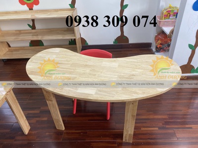 Bàn gỗ mầm non, ghế gỗ mầm non, bàn gỗ vòng cung bệt mầm non 3