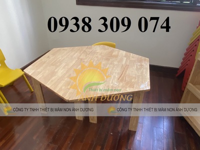 Bàn gỗ mầm non, ghế gỗ mầm non, bàn gỗ vòng cung bệt mầm non 5