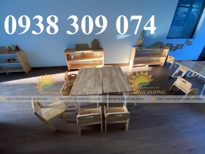 Bàn gỗ mầm non, ghế gỗ mầm non, bàn gỗ vòng cung bệt mầm non 7