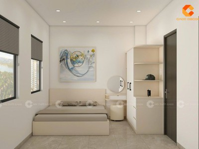 Combo Phòng Ngủ Gỗ Công Nghiệp Màu Kem Phối Trắng Hiện Đại 1