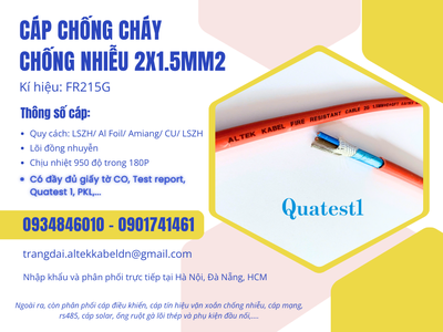 Cáp tín hiệu FR 2x1.5 chống cháy chống nhiễu Altek Kabel 1