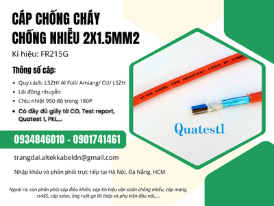 Cáp tín hiệu FR 2x1.5 chống cháy chống nhiễu Altek Kabel 2