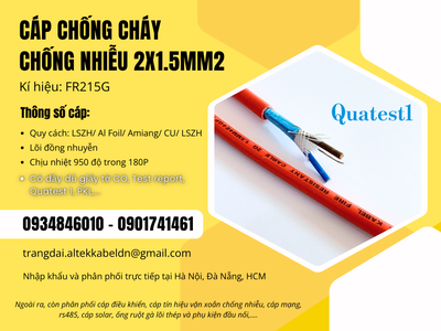 Cáp tín hiệu FR 2x1.5 chống cháy chống nhiễu Altek Kabel 3