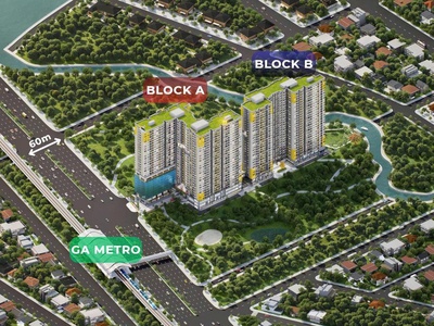 Căn hộ tuyến metro số 2 của bình dương, mặt tiền đường 60m - 600 triệu nhận nhà 1