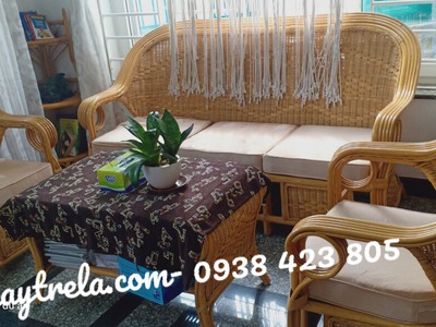 Sofa salon mây đan kín 0