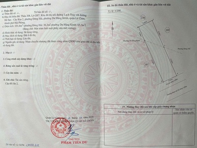 Bán đất phân lô icc lạch tray - 102m - mặt tiền 5m - đường 13m - giá 11 tỉ 3