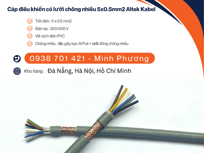 Cáp điều khiển có lưới chống nhiễu 5x0.5mm2 Altek Kabel Hồ Chí Minh, Bình Dương, Bình Phước 2