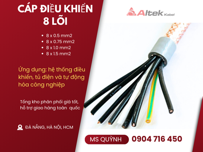 Cáp điều khiển 8 lõi, cáp tín hiệu 8 lõi Altek Kabel 8x1.5, 8x0.5, 8x1.0, 8x0.75 1