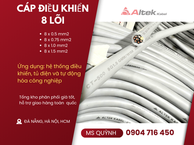 Cáp điều khiển 8 lõi, cáp tín hiệu 8 lõi Altek Kabel 8x1.5, 8x0.5, 8x1.0, 8x0.75 2