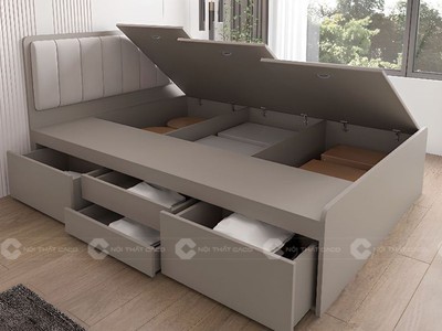 Giường Ngủ Gỗ Công Nghiệp Kèm Hộc Kéo Tối Ưu Lưu Trữ 1