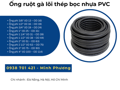 Ống ruột gà lõi thép bọc nhựa PVC giao ngay Đà Nẵng, Quãng Ngãi, Quảng Trị 1