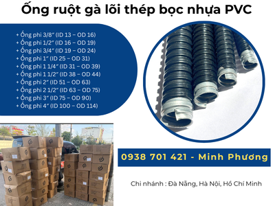Ống ruột gà lõi thép bọc nhựa PVC giao ngay Đà Nẵng, Quãng Ngãi, Quảng Trị 0