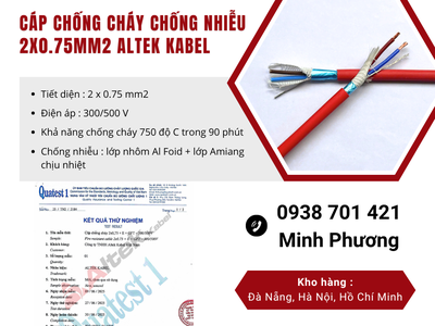 Cáp chống cháy chống nhiễu 2x0.75mm2 Altek Kabel Thanh Hóa, Nghệ An, Hà Tĩnh 1