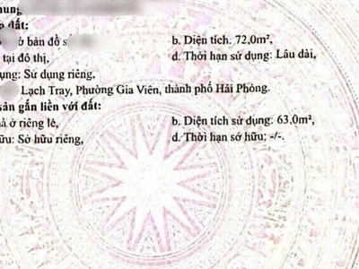 Bán nhà mặt ngõ 201 lạch tray - 72m 2 tầng - ngõ 5m - giá 4.6 tỉ 2