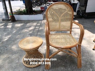 Ghế mây tự nhiên mắt cáo có tay 4