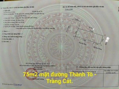 Bán đất đẹp mặt đường Thành Tô, Tràng Cát 75m2 giá chỉ hơn 3 tỷ 2