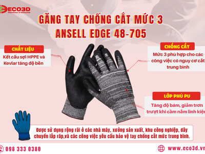  Găng tay chống cắt mức 3 ansell EDGE 48-705 0