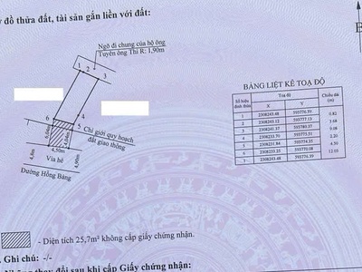 Lô đất mặt đường Hồng Bàng  đối diện MegaMarket  - 77m2 - ngang 4,5m - sau giáp ngõ - giá 7 tỷ 0