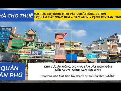 Cho thuê nhà mặt tiền tây thạnh q.tân phú 96m ,4tầng, 30triệu- gần aeon 0