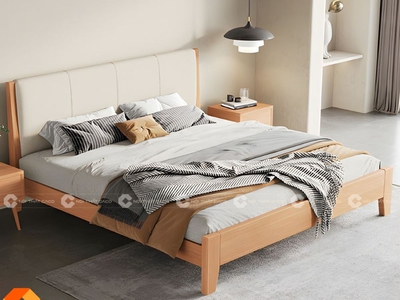 Giường Ngủ Gỗ Tự Nhiên Có Bọc Nệm Đầu Giường Cao Cấp 0