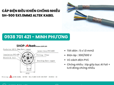 Dây cáp điện điều khiển chống nhiễu SH-500 5x1.0mm2 Đà Nẵng, Hồ Chí Minh, Hà Nội 1