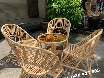 Bàn ghế uống trà mây tre đan 2