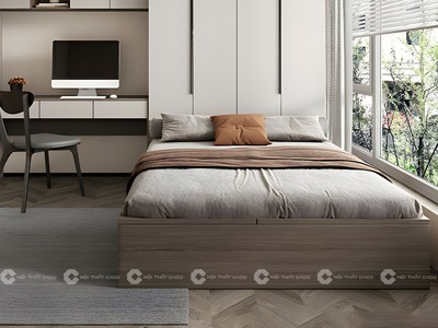 Giường Ngủ Gỗ Công Nghiệp Có Hộc Kéo Tích Hợp Tủ Áo 0