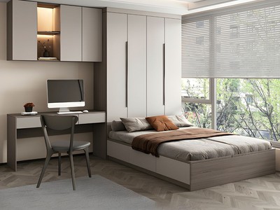 Giường Ngủ Gỗ Công Nghiệp Có Hộc Kéo Tích Hợp Tủ Áo 2