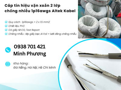 Cáp tín hiệu vặn xoắn 2 lớp chống nhiễu 1p16awgs Altek Kabel Đà Nẵng, Bình Định, Phú Yên 0