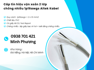 Cáp tín hiệu vặn xoắn 2 lớp chống nhiễu 1p16awgs Altek Kabel Đà Nẵng, Bình Định, Phú Yên 1