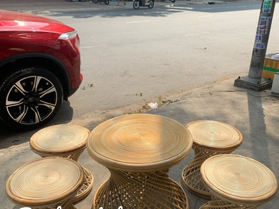 Ghế đôn tròn mây tre 1