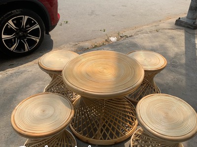 Ghế đôn tròn mây tre 2
