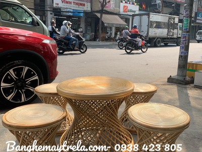 Ghế đôn tròn mây tre 3