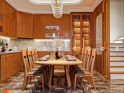 Tủ Bếp Gỗ Sồi Tự Nhiên Chữ L Sang Trọng, Ấm Cúng 0