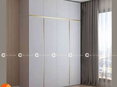 Tủ Quần Áo TAM051 Màu Trắng Phối Chỉ Vàng Đẳng Cấp 0