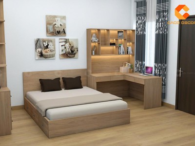 Combo Phòng Ngủ Gỗ Công Nghiệp Màu Vân Gỗ Hiện Đại 2